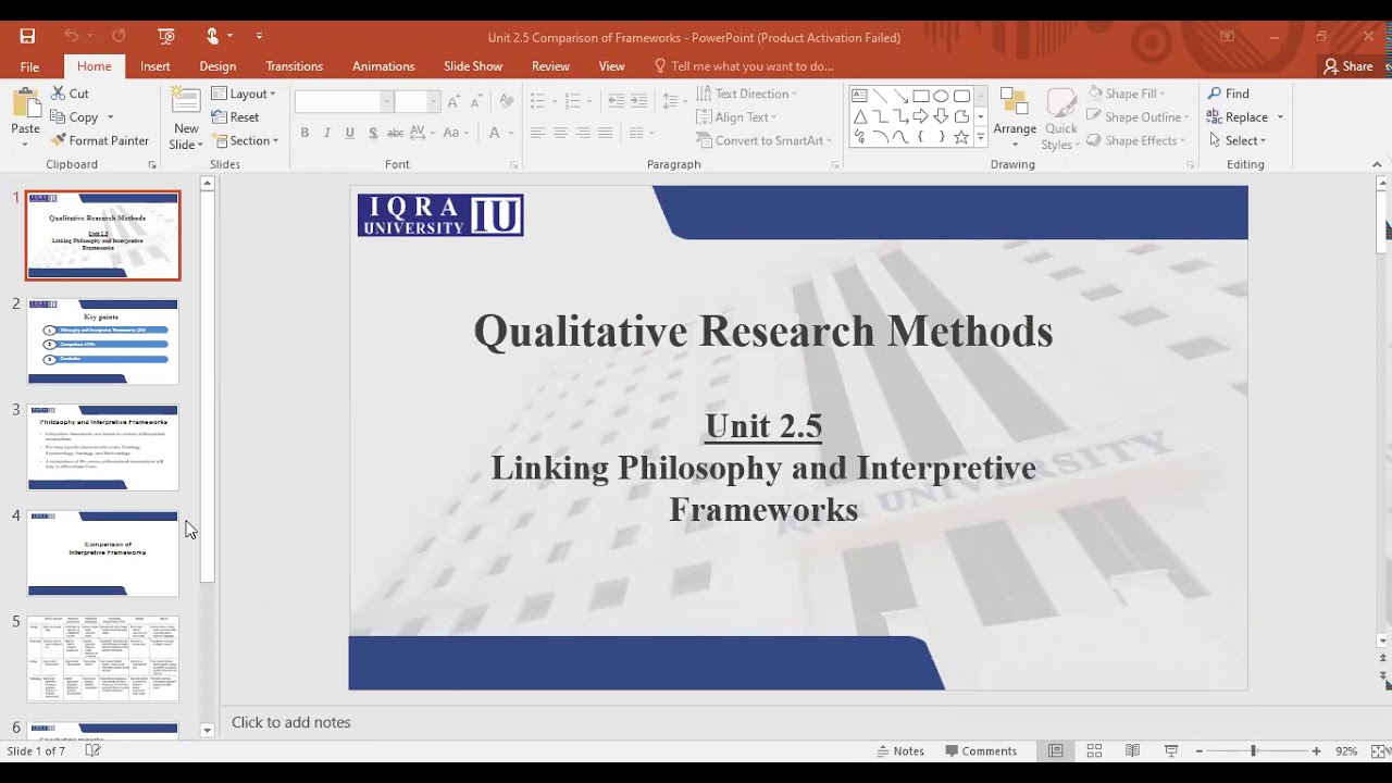 Unit 2.5 linking Philosophy and Interpretive Frameworks