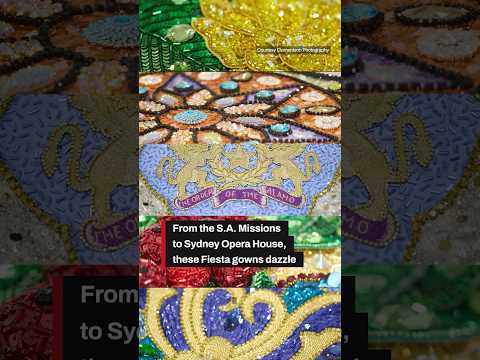 From the San Antonio Missions to Sydney Opera House, these Fiesta gowns dazzle