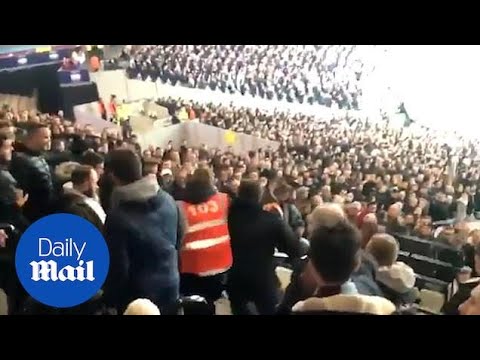Fist fight breaks out as Spurs fan discovered in West Ham end