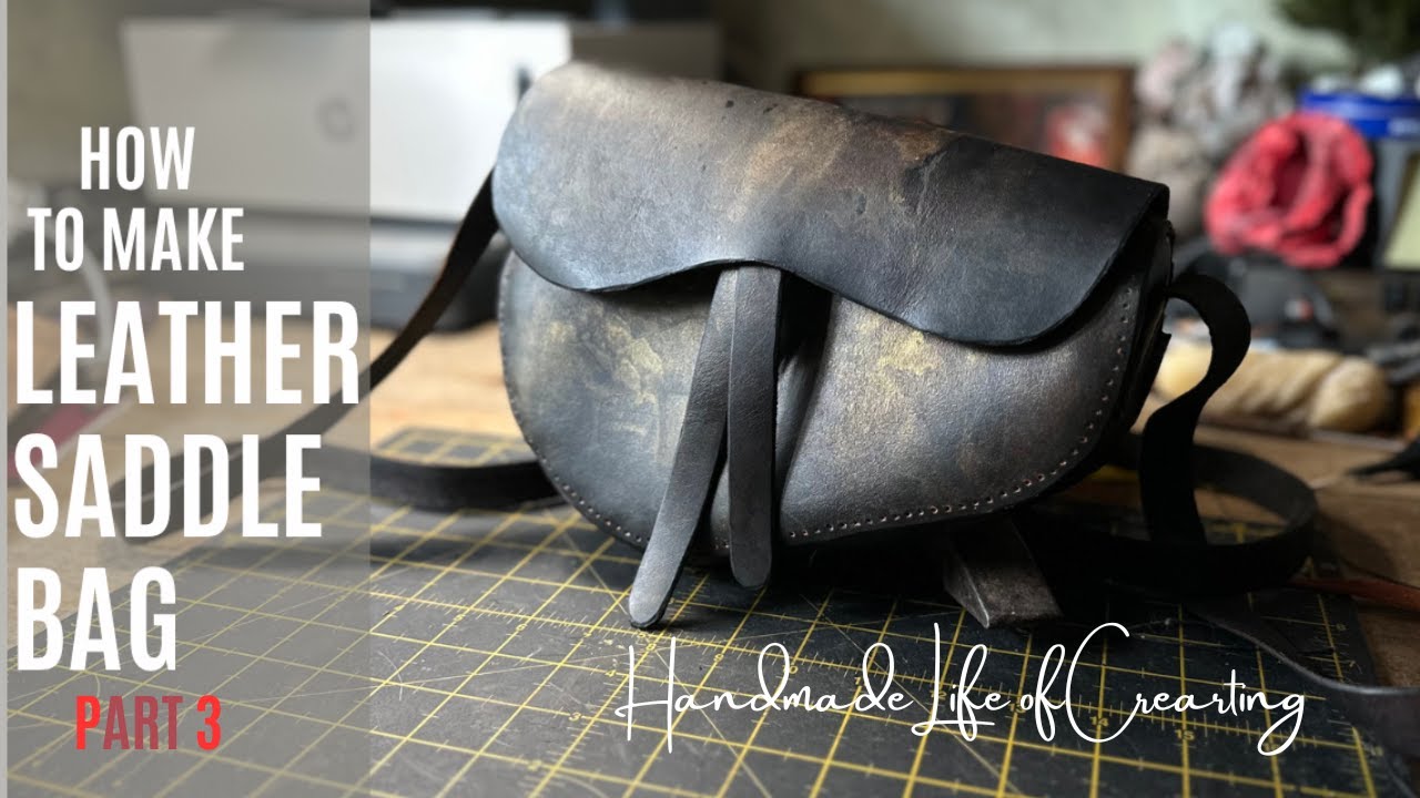 Iconic shape leather bag making from PDF patterns. Leather working asmr Part 3