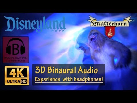 [4K, 3D Audio] Disneyland Matterhorn Bobsleds 4K Front Row Seat with Binaural 3D Audio