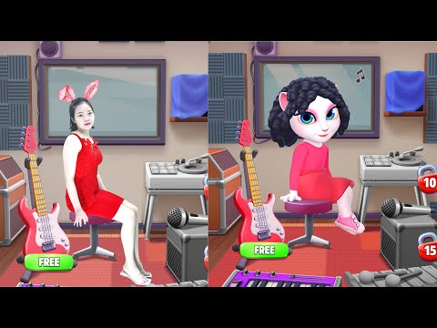 Girl Imitating Angela Plays DJ Strong Music - My Talking Angela 2 all hd 1080 Pat 2