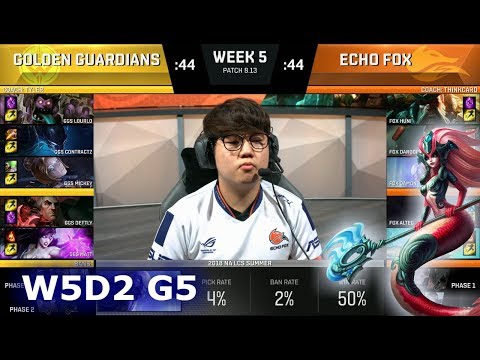 Golden Guardians vs Echo Fox | Week 5 Day 2 S8 NA LCS Summer 2018 | GGS vs FOX W5D2