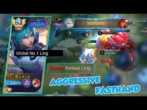 MANIAC! LING FASTHAND + AGGRESSIVE GAMEPLAY 🔥 TOP GLOBAL LING - MOBILE LEGENDS