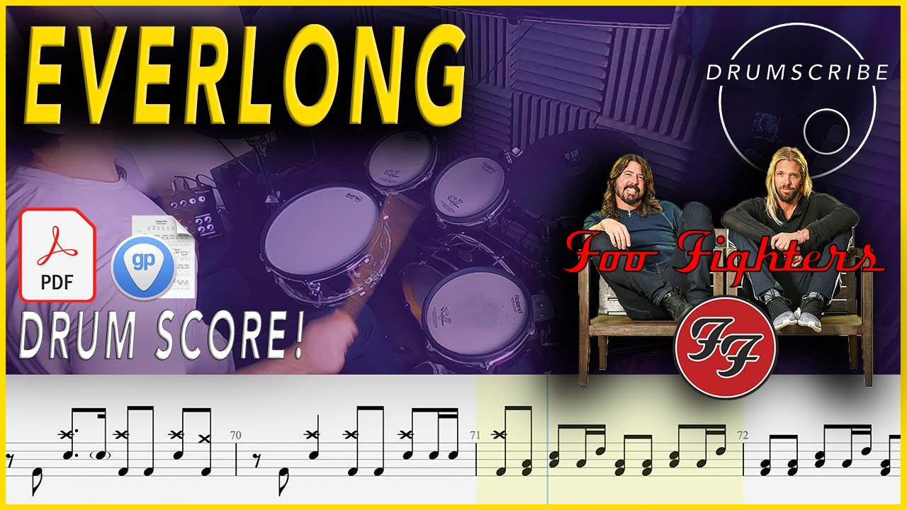 Everlong - Foo Fighters | DRUM SCORE Sheet Music | #46 DRUMSCRIBE