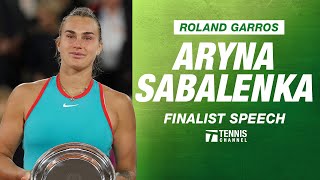 Tennis Channel Aryna Sabalenka Finalist Speech | 2025 Roland Garros