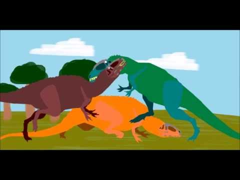 Carcharodontosaurus Vs 2X Acrocanthosaurus!