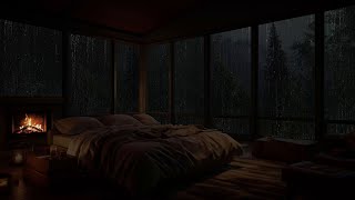 Noite na cabana aconchegante com lareira: Sons naturais de chuva e estalar da madeira