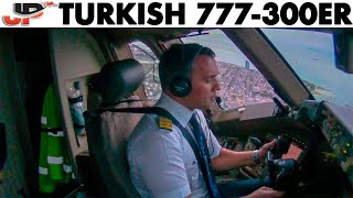 Turkish Airlines Boeing 777-300ER Cockpit takeoff from Istanbul Atatur