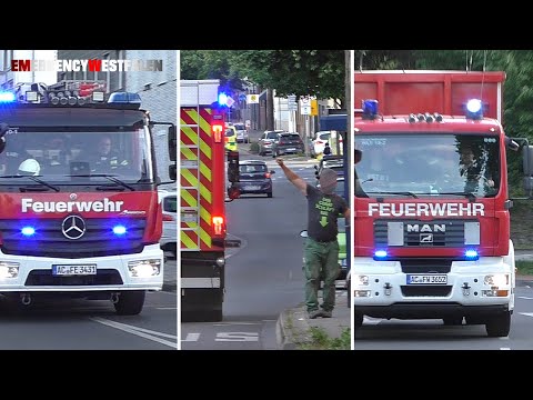 [Feuerwehr wird mehrfach angepöbelt] Einsatzfahrten Feuerwehr Eschweiler zu Feuer-SOS