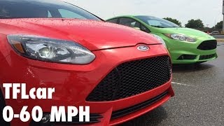 Ford Fiesta ST vs Focus ST 0-60 MPH Fully Loaded Mashup Review