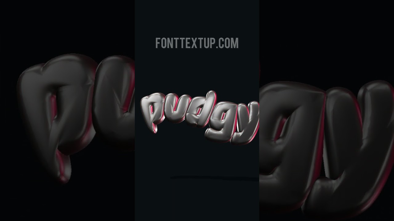 PUDGY 3D Text Effect: Sleek Metal with Neon Glow FontTextUp Online  #3dtext #fontstyle #typography