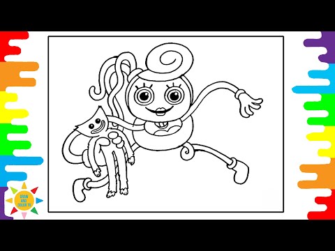 Mommy Long Legs Coloring Page | Mommy Holds Huggy Wuggy Coloring Page | Jim Yosef - Arrow