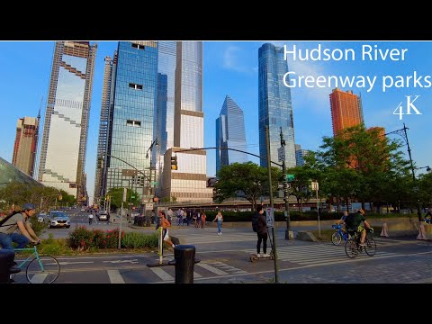 ⁴ᴷ Walking NYC - Hudson River Greenway, Intrepid Museum, Hudson yard, city ambient sounds,Chelsea