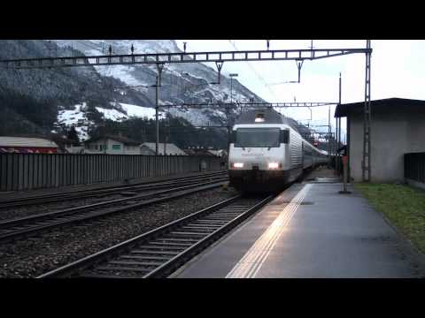 Bahnverkehr in Erstfeld und Airolo am 17.12.11 - "ES64F4 - 024"