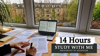 12+ HOUR STUDY WITH ME on A RAINY DAY⎢Background noise, 10 min Break, No music, Study with Merve