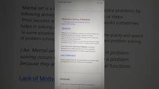 Obstacles to Solving PROBLEMS. Class -11 Psychology Chapter-8 Thinking