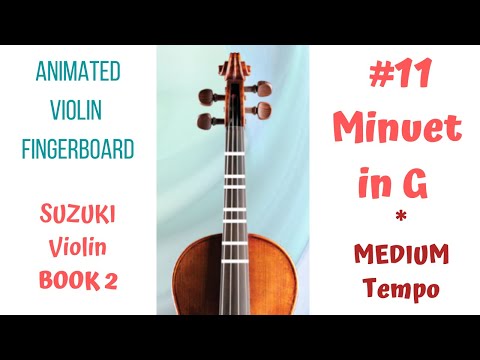 MINUET IN G 🎼 by Beethoven |Suzuki Violin Book 2 |Song 11 |MEDIUM | LIVE Animated Violin FINGERBOARD