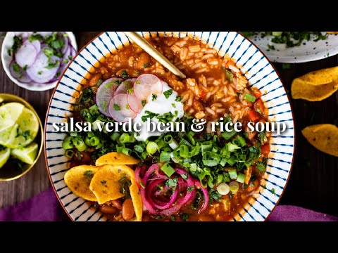 Salsa Verde Bean & Rice Soup | This Savory Vegan