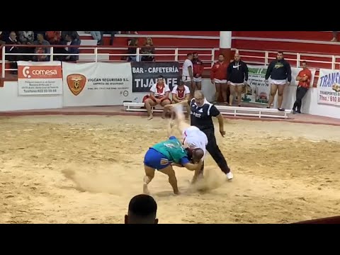 Impresionante KO fortuito a un árbitro de lucha canaria - Archivo histórico @CanariasNoticias