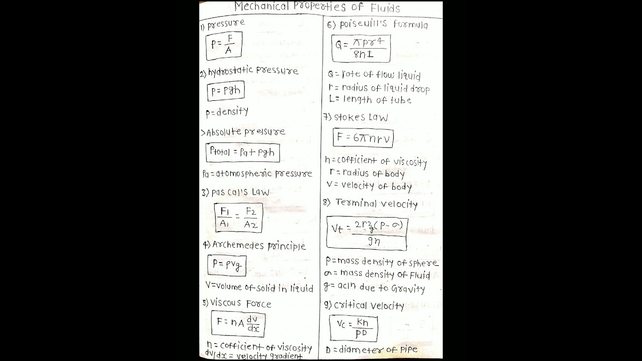 mechanical properties of fluid class 11 physics⚫⚫