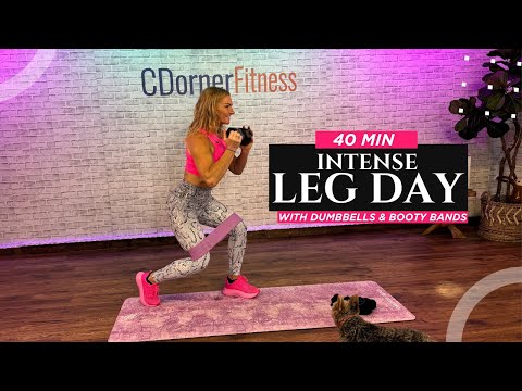 40 Minute - Intense LOWER BODY WORKOUT - Dumbbells & Regina Bands for TONED LEGS