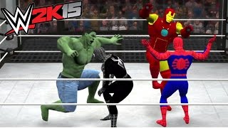 WWE 2K15 - HULK VS BATMAN VS SPIDER MAN VS VENOM VS THOR VS IRON MAN - ELIMINATION CHAMBER MATCH