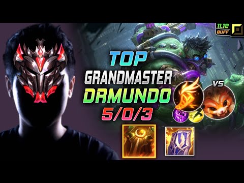 GrandMaster Dr. Mundo TOP vs Gnar - 천상계 탑 문도 템트리 룬 태불방 기발 ドクター・ムンド Доктор Мундо 祖安狂人 - LOL KR 11.12