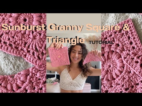 SUNBURST Granny Square and Triangle CROCHET PATTERN