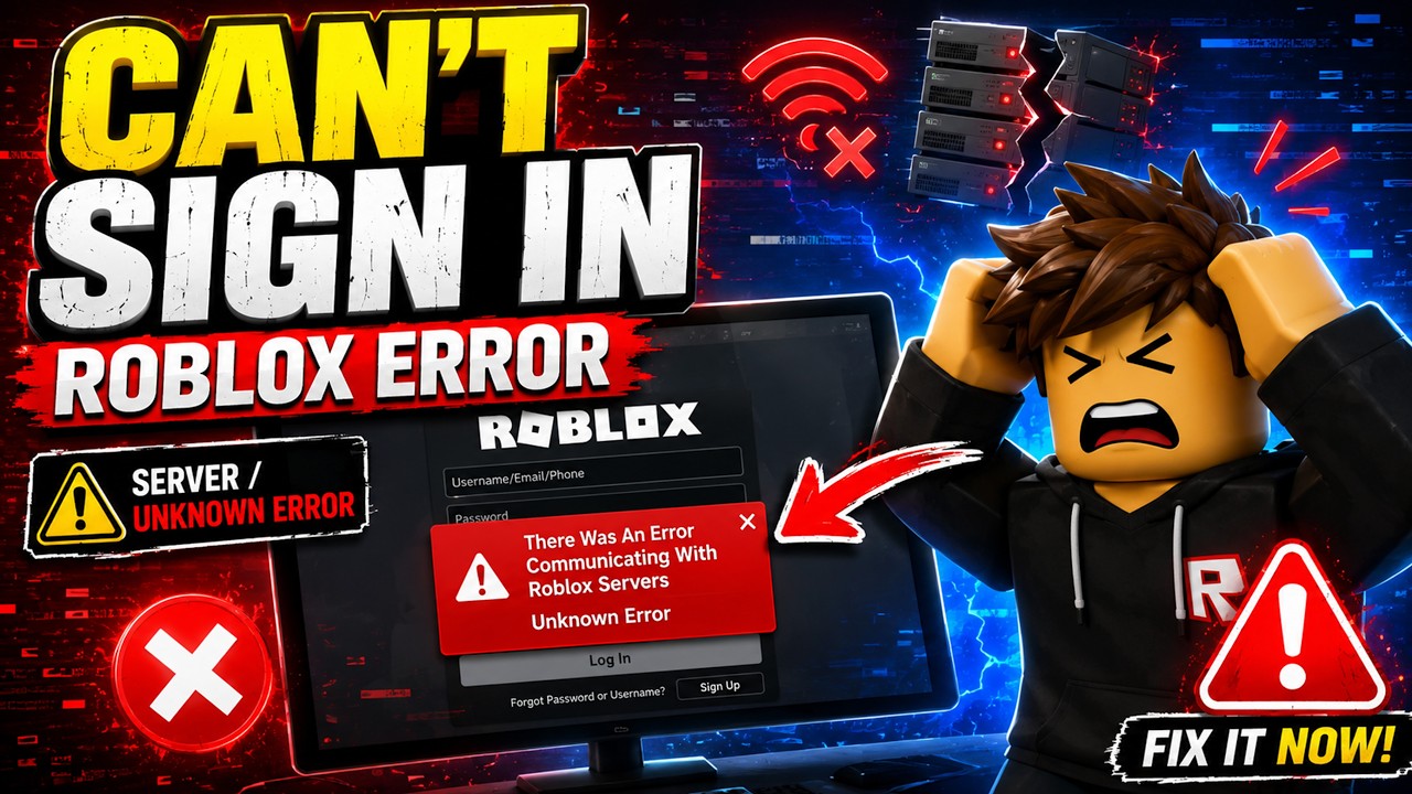 Can't Sign in To Roblox Error There Was An Error Communicating With Roblox Servers/Unknown Error FIX