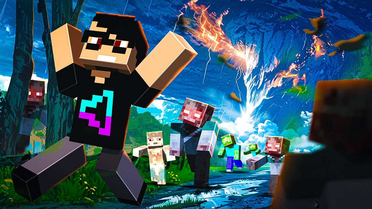 Sobrevivi 100 dias em um APOCALIPSE ZUMBI COM DESASTRES NATURAIS no Minecraft - O FILME