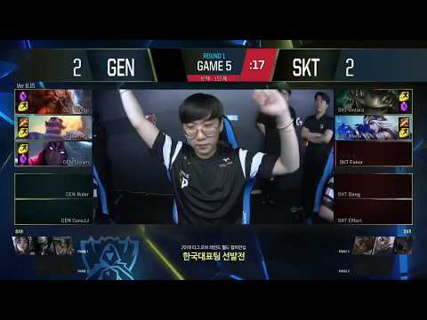 SKT ( FAKER AKALI ) VS GEN Game 5 Highlights 2018 LCK Regional Qualifier