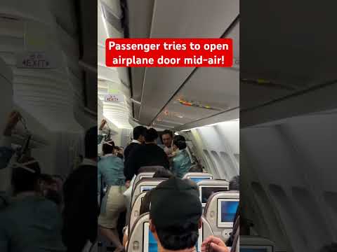 Passenger tries to open airplane door on Korean Air A330 #airbus #aviation #turbulence
