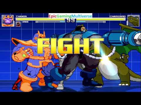 Charizard VS Marvel Supervillains (Apocalypse, Ultron, And Thanos) In A MUGEN Match / Battle / Fight