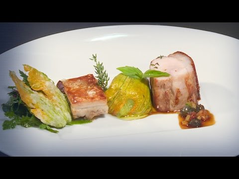Recipe: Farm-raised piglet and stuffed zucchini flowers