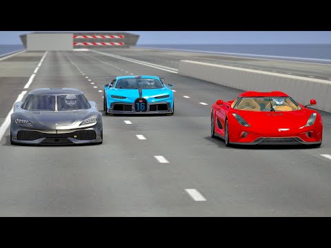 Bugatti Chiron Pur Sport vs Koenigsegg Gemera vs Koenigsegg Regera - Drag Race 20 KM