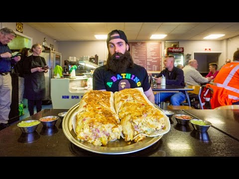 WIN THE CASH JACKPOT IF YOU CAN FINISH THIS GIANT BURRITO QUICK ENOUGH! | BeardMeatsFood