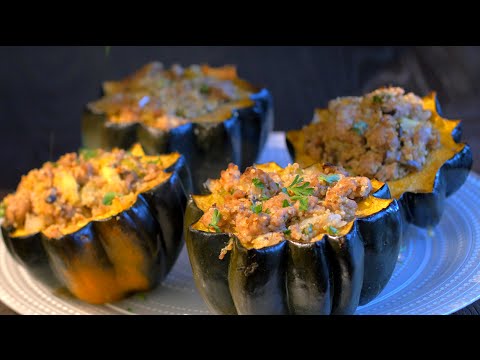 Sausage & Apple Stuffed Acorn Squash Recipe