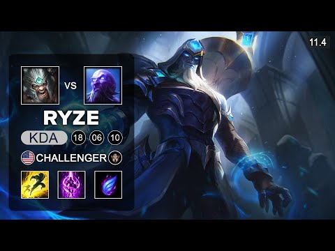 Ryze Mid vs Tryndamere - NA Challenger Patch 11.4