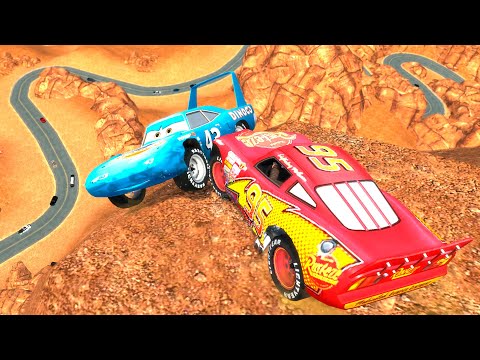 GTA 4 Lightning McQueen vs King Dinoco Cliff Drops & Crashes ep.6