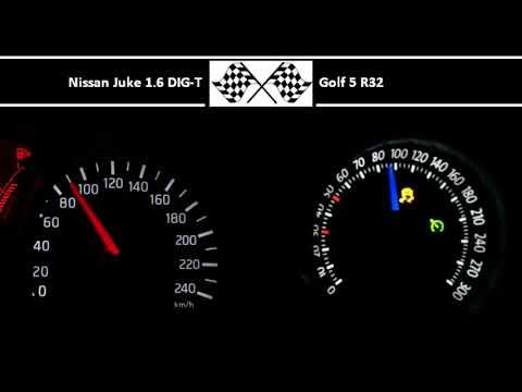 Nissan Juke 1.6 DIG-T VS. Golf 5 R32 - Acceleration 0-100km/h