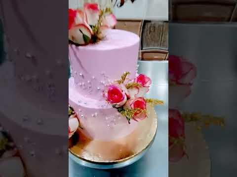 Wedding cake short video colour lite pink two layers...Mr dipankar Whatsapp status.....