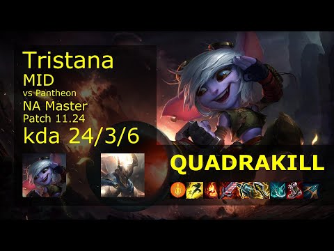 Tristana vs Pantheon Mid - NA Master 24/3/6 Patch 11.24 Gameplay