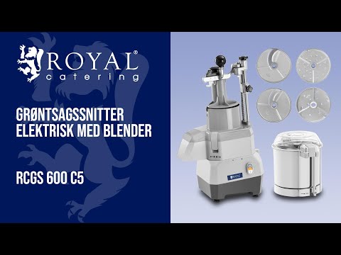 Produktvideo - Grøntsagssnitter elektrisk med blender - 5 l - 735 W - med 4 rivejern på 174 mm - Royal Catering