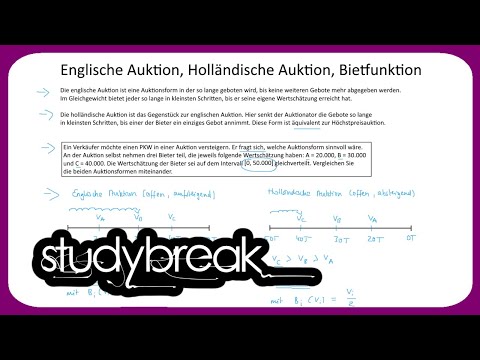 Englische Auktion, Holländische Auktion, Bietfunktion | Preistheorie