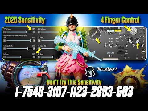 Bgmi Sensitivity Settings 2025 🔴 Zero Recoil Sensitivity Code in Bgmi/Pubg ✓ 4 finger claw code 