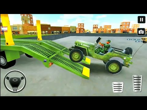 Transport Army Quad Bike In Long Trailer Truck - Airplane Car Transporter 2023 - Android Gameplay