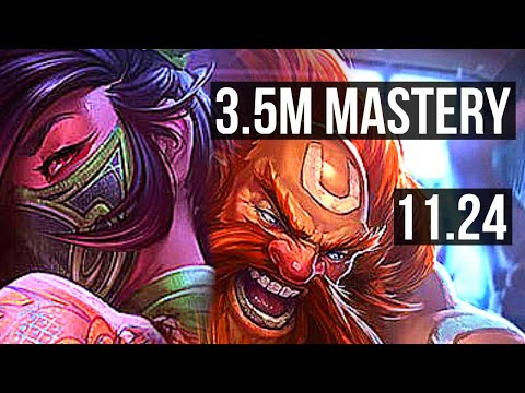 AKALI vs GRAGAS (TOP) | 3.5M mastery, 7 solo kills | BR Master | 11.24