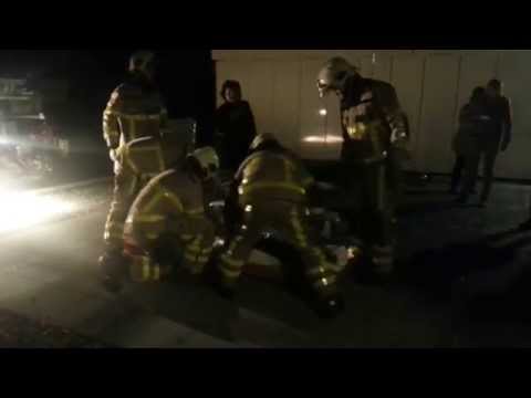 Brandoefening met hoogwerker op afdeling E1