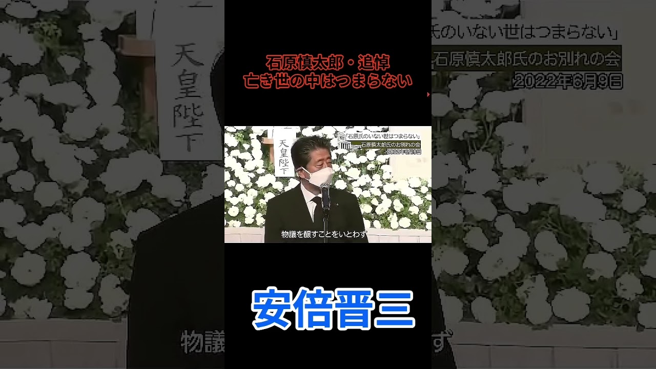 安倍晋三「石原慎太郎がいない世の中はつまらない」 安倍さんがいない世の中もつまらないよ…泣 #安倍晋三 #石原慎太郎 #shorts